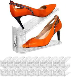 Shoe Slots Organizer, 20PCS Adjustable Double Layer Stack Shoe Rack, 50% Space-Saving Storage Rack Holder, Transparent Shoe Slots Organizer, 20PCS Adjustable Double Layer Stack Shoe Rack, 50% Space-Saving Storage Rack Holder, Transparent