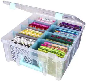 6990SA Super Satchel Double Deep Compartment Box - Art Storage with 8 Removable Compartments, Smart Closure for Craft Supplies (Clear & Aqua- Pack of 1) 6990SA Super Satchel Double Deep Compartment Box - Art Storage with 8 Removable Compartments, Smart Closure for Craft Supplies (Clear & Aqua- Pack of 1)
