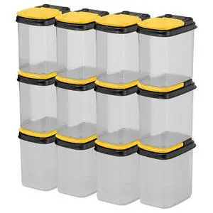 Bits and Bolts Storage Containers - Storage Bins with Lids - Bulk Organizer for Workshop, Pantry, or Garage Supplies - 1 Quart 12 Pack Bits and Bolts Storage Containers - Storage Bins with Lids - Bulk Organizer for Workshop, Pantry, or Garage Supplies - 1 Quart 12 Pack