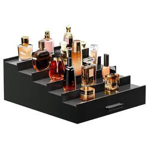 Cologne Organizer 5 Tier of Elegant Bamboo Perfume Organizer for Men with Hidden Storage and Practical Drawer, Perfect for Cologne Display & Gift (5T-Black) Cologne Organizer 5 Tier of Elegant Bamboo Perfume Organizer for Men with Hidden Storage and Practical Drawer, Perfect for Cologne Display & Gift (5T-Black)