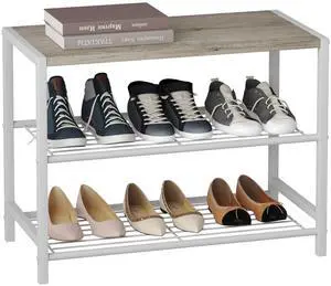 3-Tier Shoe Rack, Shoe Storage Shelf, Industrial Shoe Tower, Narrow Shoe Organizer for Closet Entryway, Small Shoe Rack Table with Durable Metal Shelves, White Oak 3-Tier Shoe Rack, Shoe Storage Shelf, Industrial Shoe Tower, Narrow Shoe Organizer for Closet Entryway, Small Shoe Rack Table with Durable Metal Shelves, White Oak