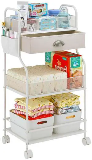 Baby Diaper Caddy Cart Organizer -3 Tier, Bedside Nursery Essentials Organizer & Storage Holder for Newborn Baby Stuff, 2+1 Dividers, 1 Drawer,Rolling Utility Cart for Bedroom,Changing Table, Crib. Baby Diaper Caddy Cart Organizer -3 Tier, Bedside Nursery Essentials Organizer & Storage Holder for Newborn Baby Stuff, 2+1 Dividers, 1 Drawer,Rolling Utility Cart for Bedroom,Changing Table, Crib.
