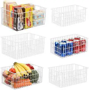 Freezer Organizer Bins, Vertical Sides Wire Freezer Baskets for Upright Freezer, Chest Freezer Organizer Deep Freezer Storage Containers for Foods, Snacks, Vegetables, Fruits, Set of 6 Freezer Organizer Bins, Vertical Sides Wire Freezer Baskets for Upright Freezer, Chest Freezer Organizer Deep Freezer Storage Containers for Foods, Snacks, Vegetables, Fruits, Set of 6