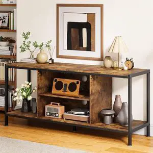 TV Stand for TVs up to 65 Inch,Entertainment Center with Open Storage Shelves, TV Media Console Table for Living Room and Bedroom, Rustic Brown TV Stand for TVs up to 65 Inch,Entertainment Center with Open Storage Shelves, TV Media Console Table for Living Room and Bedroom, Rustic Brown