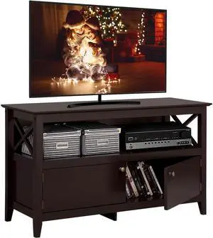 Wooden TV Stand for TVs Up to 48 inch, Media Entertainment Center Table, TV Cabinet Table with Storage Open Shelf & 2 Doors for Living Room, Espresso Wooden TV Stand for TVs Up to 48 inch, Media Entertainment Center Table, TV Cabinet Table with Storage Open Shelf & 2 Doors for Living Room, Espresso