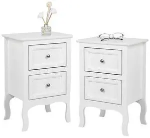 White Nightstand Set of 2, Nightstands with 2 Drawers, Bed Side Table/Night Stand, Small Nightstand for Bedroom, Small Spaces, College Dorm, Kids Room, Living Room, Wood, 16W x 12D x 24H White Nightstand Set of 2, Nightstands with 2 Drawers, Bed Side Table/Night Stand, Small Nightstand for Bedroom, Small Spaces, College Dorm, Kids Room, Living Room, Wood, 16W x 12D x 24H