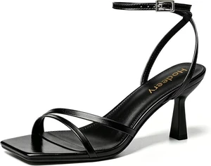 Strappy Heels For Women Square Open Toe Stiletto Dress Sandals Ankle Strap Kitten Heels Comfort For Party Wedding Daily Black 6.5 Strappy Heels For Women Square Open Toe Stiletto Dress Sandals Ankle Strap Kitten Heels Comfort For Party Wedding Daily Black 6.5