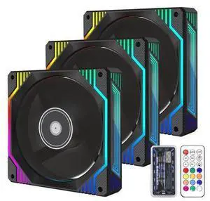PANO-MOUNTS 120mm 6-Pin Infinity Mirror RGB Computer PC Case Fans with 6-Pin Fan Hub and Adjustable Color Controlled by Remote 3-Pack Black PANO-MOUNTS 120mm 6-Pin Infinity Mirror RGB Computer PC Case Fans with 6-Pin Fan Hub and Adjustable Color Controlled by Remote 3-Pack Black