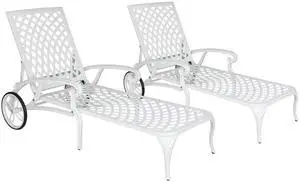 Outdoor Chaise Lounge Chairs Set of 2, Pool Cast Aluminum Recliner with 3-Position Adjustable Back, Armrest and Wheels for Backyard Porch Patio Balcony Deck Outdoor Chaise Lounge Chairs Set of 2, Pool Cast Aluminum Recliner with 3-Position Adjustable Back, Armrest and Wheels for Backyard Porch Patio Balcony Deck