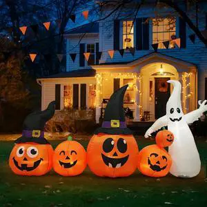 Halloween Inflatable Ghost Pumpkin 8FT, Blow Up Outdoor Decoration with LEDs, Halloween Decor for Yard, Party, Garden Halloween Inflatable Ghost Pumpkin 8FT, Blow Up Outdoor Decoration with LEDs, Halloween Decor for Yard, Party, Garden