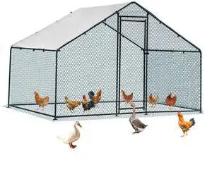 Chicken Coop, 6.5×10 FT Large Metal Chicken House, Poultry Habitat Cage with Waterproof Cover, Walk-in Chicken Run Pen for Small Animals Yard Farm PatioBlack Electrophoresis Process Chicken Coop, 6.5×10 FT Large Metal Chicken House, Poultry Habitat Cage with Waterproof Cover, Walk-in Chicken Run Pen for Small Animals Yard Farm PatioBlack Electrophoresis Process
