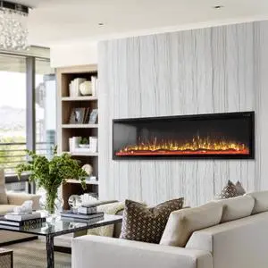 72" Electric Fireplace Recessed/Wall Mounted Ultra-Narrow Bezel Fireplace Heater with Log & Crystal Options, 750W/1500W, Adjustable Flame Bed Colors, Speed, Timer, Temperature (60.8-86) 72" Electric Fireplace Recessed/Wall Mounted Ultra-Narrow Bezel Fireplace Heater with Log & Crystal Options, 750W/1500W, Adjustable Flame Bed Colors, Speed, Timer, Temperature (60.8-86)