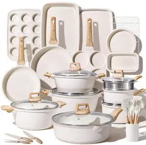 44pcs Pots and Pan Set Nonstick, Cookware Sets, Cooking Set Non Stick, Induction Cook Ware with Bakeware Set, Kitchen Knife Set 44pcs Pots and Pan Set Nonstick, Cookware Sets, Cooking Set Non Stick, Induction Cook Ware with Bakeware Set, Kitchen Knife Set