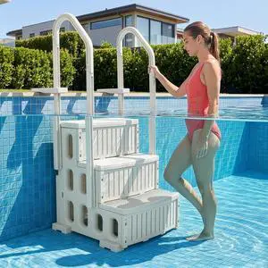 3 Steps Heavy-Duty Safety Pool Ladder for Above Ground Swimming Pools up to 60", 400lbs Capacity, Stair Entrance System with Handrails(Beige) 3 Steps Heavy-Duty Safety Pool Ladder for Above Ground Swimming Pools up to 60", 400lbs Capacity, Stair Entrance System with Handrails(Beige)