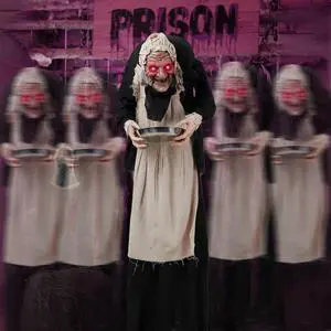 Halloween Decoration Life Size Movable Scary Talking Witch, Electronic Animation with Touch Activated Lights and Sounds Handheld Plate, Scary Props, Requires Batteries Decor Indoor Halloween Decoration Life Size Movable Scary Talking Witch, Electronic Animation with Touch Activated Lights and Sounds Handheld Plate, Scary Props, Requires Batteries Decor Indoor