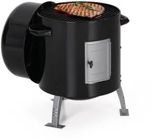 17" Vertical Charcoal Smoker with Thermometer, Integrated Metal Grill Chamber Less Smoke Leak & Heat Loss,Black 17" Vertical Charcoal Smoker with Thermometer, Integrated Metal Grill Chamber Less Smoke Leak & Heat Loss,Black