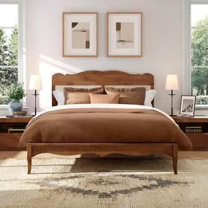 Full Wood Bed Frame with Headboard,Rattan Bed Frames Solid Wooden Platform Bedframe Mid Century,No Box Spring Needed,Sturdy Natural Finish Classic Noise Free Full Wood Bed Frame with Headboard,Rattan Bed Frames Solid Wooden Platform Bedframe Mid Century,No Box Spring Needed,Sturdy Natural Finish Classic Noise Free