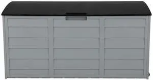 75 Gallon Weatherproof Outdoor Storage Box, Grey Body, Black Lib | Lockable Deck Box with Wheels, Weatherproof Outdoor Storage Box for Deck, Patio, Porch, Backyard and Garage 75 Gallon Weatherproof Outdoor Storage Box, Grey Body, Black Lib | Lockable Deck Box with Wheels, Weatherproof Outdoor Storage Box for Deck, Patio, Porch, Backyard and Garage