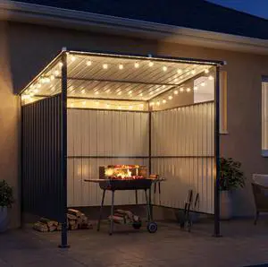 6x6FT Outdoor Shed Grill Shed with Solar Light, Grill Gazebo for BBQ, Outdoor Gazebo for Pets Pergolas, Metal Awnings for Patio and Decks 6x6FT Outdoor Shed Grill Shed with Solar Light, Grill Gazebo for BBQ, Outdoor Gazebo for Pets Pergolas, Metal Awnings for Patio and Decks