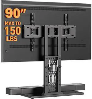 Universal Swivel TV Stand for 42-85 90 Inch TVs, Television Stands with Pegboard Storage, Height Adjustable Table top TV Stand Mount, Glass Base up to 150 lbs, Max VESA 600x400mm PGTVS36 Universal Swivel TV Stand for 42-85 90 Inch TVs, Television Stands with Pegboard Storage, Height Adjustable Table top TV Stand Mount, Glass Base up to 150 lbs, Max VESA 600x400mm PGTVS36