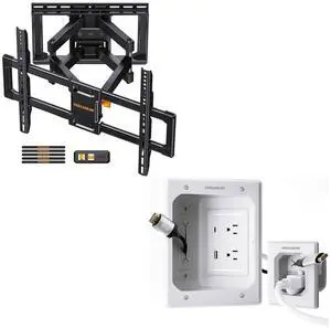 UL Listed Full Motion TV Wall Mount for 42-85 inch, Cord Hider for Wall Mount TV with AC Outlets UL Listed Full Motion TV Wall Mount for 42-85 inch, Cord Hider for Wall Mount TV with AC Outlets