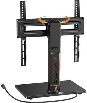 Universal Swivel TV Stand with Power Outlet for 3465 inch TVs | Tilt, 6 height adjustments, stable tempered glass base, security locks, cable management, 88 lbs max load, max VESA 400x400mm Universal Swivel TV Stand with Power Outlet for 3465 inch TVs | Tilt, 6 height adjustments, stable tempered glass base, security locks, cable management, 88 lbs max load, max VESA 400x400mm