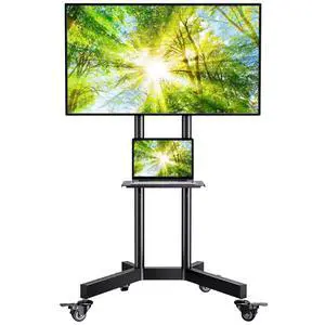 Rolling TV Stand with Lockable Wheels for 32-86 Inch TVs Holds up to 132 Lbs, Height Adjustable Mobile TV Stand on Wheels with Laptop Shelf, Rolling Tv Cart Max VESA 600x400mm PSTVMC01 Rolling TV Stand with Lockable Wheels for 32-86 Inch TVs Holds up to 132 Lbs, Height Adjustable Mobile TV Stand on Wheels with Laptop Shelf, Rolling Tv Cart Max VESA 600x400mm PSTVMC01