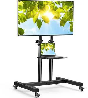 Rolling TV Stand on Wheels for 32-83 Inch Screens up to 110lbs, Mobile TV Cart Height Adjustable Portable Outdoor TV Stand Tilt Rolling TV Cart with Shelf Max VESA 600x400mm PSTVMC03 Rolling TV Stand on Wheels for 32-83 Inch Screens up to 110lbs, Mobile TV Cart Height Adjustable Portable Outdoor TV Stand Tilt Rolling TV Cart with Shelf Max VESA 600x400mm PSTVMC03
