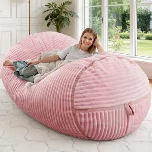 Bean Bag Chair 5FT Giant Bean Bag Chairs for Adults with Memory Foam Filled,5'Beanbag Chair with Soft Faux Fur Cover,Comfy Bean Bag Sofa Lounger for Living Room,Game Room,Bedroom-Pink Bean Bag Chair 5FT Giant Bean Bag Chairs for Adults with Memory Foam Filled,5'Beanbag Chair with Soft Faux Fur Cover,Comfy Bean Bag Sofa Lounger for Living Room,Game Room,Bedroom-Pink