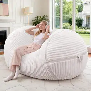 Bean Bag Chair 4FT Large Bean Bag Chairs for Adults with Memory Foam Filled,4'Beanbag Chair with Soft Faux Fur Cover,Comfy Bean Bag Sofa for Classroom,Living Room,Game Room,Bedroom-White Bean Bag Chair 4FT Large Bean Bag Chairs for Adults with Memory Foam Filled,4'Beanbag Chair with Soft Faux Fur Cover,Comfy Bean Bag Sofa for Classroom,Living Room,Game Room,Bedroom-White