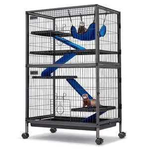50''H Metal Small Animal Cages, Rolling Chinchilla Cage with Removable Ramps, Lagre Cage for Chinchillas/Guinea Pigs/Rabbit, Ferret Cages with Hammock & 5 Tiers, Black 50''H Metal Small Animal Cages, Rolling Chinchilla Cage with Removable Ramps, Lagre Cage for Chinchillas/Guinea Pigs/Rabbit, Ferret Cages with Hammock & 5 Tiers, Black