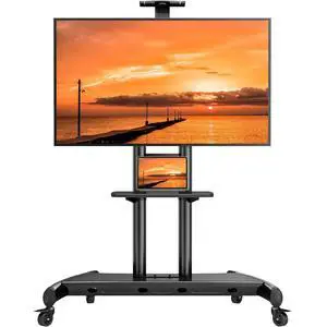 Rolling TV Stand, Portable TV Stand on Wheels for 55-90 Inch Screens up to 200 lbs, Adjustable Mobile TV Cart with AV Shelf & Camera Shelf, Outdoor Tv Stand Max VESA 800x500mm, PGTVMC07 Rolling TV Stand, Portable TV Stand on Wheels for 55-90 Inch Screens up to 200 lbs, Adjustable Mobile TV Cart with AV Shelf & Camera Shelf, Outdoor Tv Stand Max VESA 800x500mm, PGTVMC07