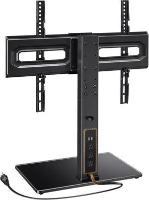 Universal TV Stand with Power Outlet, Swivel TV Stand for 32-80 inch TVs up to 99 lbs, TV Base with Tempered Glass Base, Height Adjustable TV Mount Stand Max VESA 600x400mm PGTVS31 Universal TV Stand with Power Outlet, Swivel TV Stand for 32-80 inch TVs up to 99 lbs, TV Base with Tempered Glass Base, Height Adjustable TV Mount Stand Max VESA 600x400mm PGTVS31