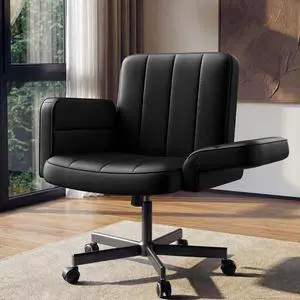 Criss Cross Chair with 6-Point Adjustable Armrests, Pet-Friendly Criss Cross Office Chair, Comfortable Cross Leg Chair with Wide Seat, Durable PU Leather, Side Storage Pocket, Easy Assembly Criss Cross Chair with 6-Point Adjustable Armrests, Pet-Friendly Criss Cross Office Chair, Comfortable Cross Leg Chair with Wide Seat, Durable PU Leather, Side Storage Pocket, Easy Assembly
