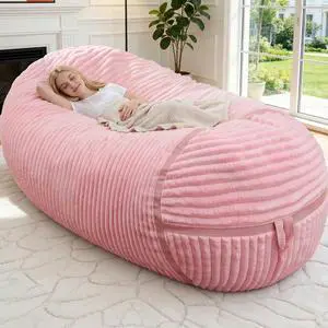 Bean Bag Chair 6FT Giant Bean Bag Chairs for Adults with Memory Foam Filled,6'Beanbag Chair with Soft Faux Fur Cover,Comfy Bean Bag Bed Bean Bag Sofa Lounger for Living Room,Bedroom-Pink Bean Bag Chair 6FT Giant Bean Bag Chairs for Adults with Memory Foam Filled,6'Beanbag Chair with Soft Faux Fur Cover,Comfy Bean Bag Bed Bean Bag Sofa Lounger for Living Room,Bedroom-Pink