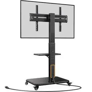 Mobile TV Stand with Power Outlet, Tilt & Swivel Rolling TV Stand for 32-75 inches TVs up to 110 lbs, 12 Height Adjustable Rolling TV Cart with Wheels, Max VESA 600x400mm, PGTVMC17 Mobile TV Stand with Power Outlet, Tilt & Swivel Rolling TV Stand for 32-75 inches TVs up to 110 lbs, 12 Height Adjustable Rolling TV Cart with Wheels, Max VESA 600x400mm, PGTVMC17