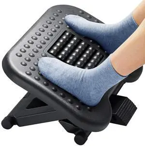 Foot Rest for Under Desk at Work, Adjustable Footrest with Massage Texture and Roller, Ergonomic Foot Stool with 3 Height Position, 30 Degree Tilt Angle Adjustment for Home, Office Foot Rest for Under Desk at Work, Adjustable Footrest with Massage Texture and Roller, Ergonomic Foot Stool with 3 Height Position, 30 Degree Tilt Angle Adjustment for Home, Office