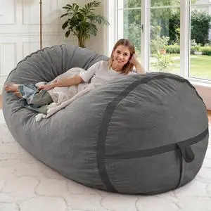 5ft Bean Bag Chair Giant Bean Bag Chairs for Adults with Memory Foam Filled, Large Beanbag Chair with Removable Dutch Velvet Cover for Living Room, Bedroom, Dorm,Dark Grey 5ft Bean Bag Chair Giant Bean Bag Chairs for Adults with Memory Foam Filled, Large Beanbag Chair with Removable Dutch Velvet Cover for Living Room, Bedroom, Dorm,Dark Grey