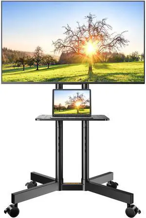 Rolling TV Stand, Mobile TV Stand with Wheels for 32-75 inch TVs, Height Adjustable Mobile TV Cart with -15° to +5° Tilt, Rolling Cart for 4K TV Max VESA 400x400mm up to 88lbs, PGTVMC14 Rolling TV Stand, Mobile TV Stand with Wheels for 32-75 inch TVs, Height Adjustable Mobile TV Cart with -15° to +5° Tilt, Rolling Cart for 4K TV Max VESA 400x400mm up to 88lbs, PGTVMC14