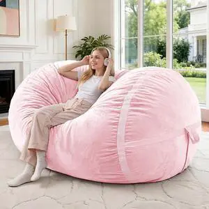 4ft Bean Bag Chair Giant Bean Bag Chairs for Adults with Memory Foam Filled, Large Beanbag Chair with Removable Dutch Velvet Cover for Living Room, Bedroom, Dorm, Pink 4ft Bean Bag Chair Giant Bean Bag Chairs for Adults with Memory Foam Filled, Large Beanbag Chair with Removable Dutch Velvet Cover for Living Room, Bedroom, Dorm, Pink