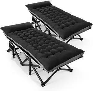 Camping Cot with Mattress, 32" Extra Wide Camping Cots for Adults, Sleeping Cot for Adults Holds Up to 602LBS, Cots for Sleeping, Camp, Rv, Beach, Patio, Office Naps, 2PCS (Black) Camping Cot with Mattress, 32" Extra Wide Camping Cots for Adults, Sleeping Cot for Adults Holds Up to 602LBS, Cots for Sleeping, Camp, Rv, Beach, Patio, Office Naps, 2PCS (Black)