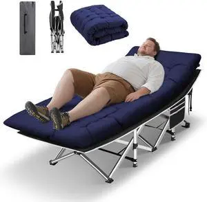 Camping Cot, Portable Camping Cot for Adult, 28" Wide Sleeping Cot Max Load 600LBS with Thick Mattress and Carry Bag, Portable Camping Bed for Outdoor Camping/Office, Home Nap Camping Cot, Portable Camping Cot for Adult, 28" Wide Sleeping Cot Max Load 600LBS with Thick Mattress and Carry Bag, Portable Camping Bed for Outdoor Camping/Office, Home Nap