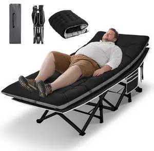 Camping Cot, Portable Camping Cot for Adult, 28" Wide Sleeping Cot Max Load 600LBS with Thick Mattress and Carry Bag, Portable Camping Bed for Outdoor Camping/Office, Home Nap Camping Cot, Portable Camping Cot for Adult, 28" Wide Sleeping Cot Max Load 600LBS with Thick Mattress and Carry Bag, Portable Camping Bed for Outdoor Camping/Office, Home Nap