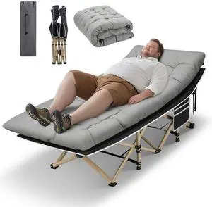 Camping Cot, Portable Camping Cot for Adult, 28" Wide Sleeping Cot Max Load 600LBS with Thick Mattress and Carry Bag, Portable Camping Bed for Outdoor Camping/Office, Home Nap Camping Cot, Portable Camping Cot for Adult, 28" Wide Sleeping Cot Max Load 600LBS with Thick Mattress and Carry Bag, Portable Camping Bed for Outdoor Camping/Office, Home Nap