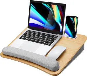 Laptop Lap Desk - Portable Lap Desk with Pillow Cushion, Fits up to 15.6 inch Laptop, with Anti-Slip Strip & Storage Function for Home Office Students Use as Computer Laptop Stand - Light Wood Laptop Lap Desk - Portable Lap Desk with Pillow Cushion, Fits up to 15.6 inch Laptop, with Anti-Slip Strip & Storage Function for Home Office Students Use as Computer Laptop Stand - Light Wood
