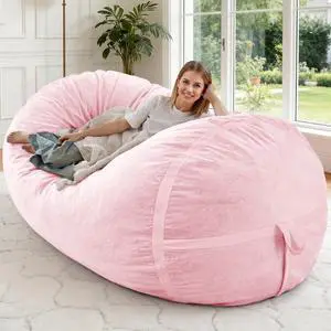 5ft Bean Bag Chair Giant Bean Bag Chairs for Adults with Memory Foam Filled, Large Beanbag Chair with Removable Dutch Velvet Cover for Living Room, Bedroom, Dorm, Pink 5ft Bean Bag Chair Giant Bean Bag Chairs for Adults with Memory Foam Filled, Large Beanbag Chair with Removable Dutch Velvet Cover for Living Room, Bedroom, Dorm, Pink