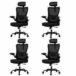 Ergonomic Office Chair, High Back Computer Desk Chair with Adjustable Lumbar Support and Headrest, Comfy Gaming Chair with 3D Armrests, Home Office Rolling Chair, Max Load 300 lbs, Pack of 4 Ergonomic Office Chair, High Back Computer Desk Chair with Adjustable Lumbar Support and Headrest, Comfy Gaming Chair with 3D Armrests, Home Office Rolling Chair, Max Load 300 lbs, Pack of 4
