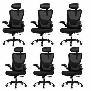 Ergonomic Office Chair, High Back Computer Desk Chair with Adjustable Lumbar Support and Headrest, Comfy Gaming Chair with 3D Armrests, Home Office Rolling Chair, Max Load 300 lbs, Pack of 6 Ergonomic Office Chair, High Back Computer Desk Chair with Adjustable Lumbar Support and Headrest, Comfy Gaming Chair with 3D Armrests, Home Office Rolling Chair, Max Load 300 lbs, Pack of 6