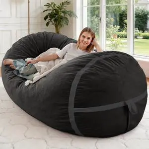 5ft Bean Bag Chair Giant Bean Bag Chairs for Adults with Memory Foam Filled, Large Beanbag Chair with Removable Dutch Velvet Cover for Living Room, Bedroom, Dorm, Black 5ft Bean Bag Chair Giant Bean Bag Chairs for Adults with Memory Foam Filled, Large Beanbag Chair with Removable Dutch Velvet Cover for Living Room, Bedroom, Dorm, Black
