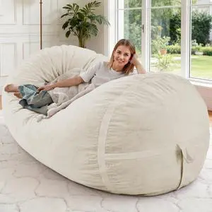 5ft Bean Bag Chair Giant Bean Bag Chairs for Adults with Memory Foam Filled, Large Beanbag Chair with Removable Dutch Velvet Cover for Living Room, Bedroom, Dorm, White 5ft Bean Bag Chair Giant Bean Bag Chairs for Adults with Memory Foam Filled, Large Beanbag Chair with Removable Dutch Velvet Cover for Living Room, Bedroom, Dorm, White